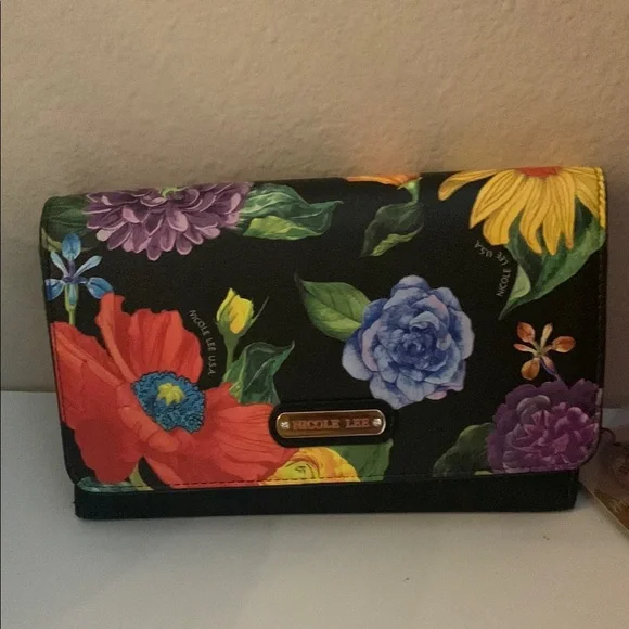 Nicole Lee Black Crossbody Floral Wallet - Picture 6 of 6